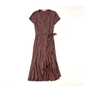 Brown dot wrap dress